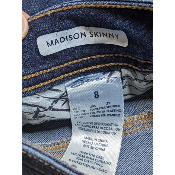 Womens SEVEN 7 Madison Skinny Dark Blue Denim  Jeans  Sz 8 Embellished - Picture 4 of 9